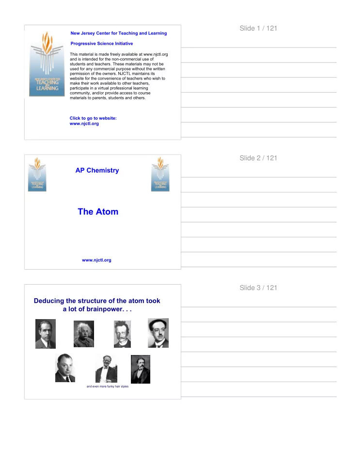ap chemistry the atom njctl org slide 3 121 deducing the