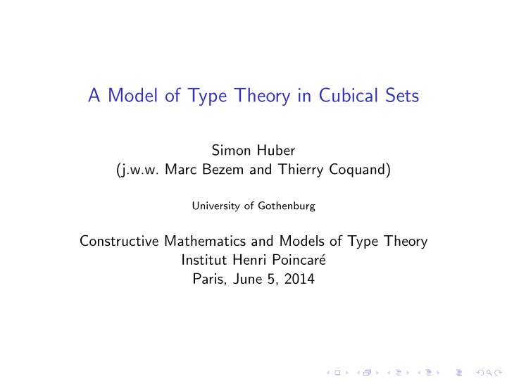 a model of type theory in cubical sets