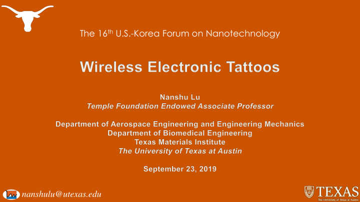 the 16 th u s korea forum on nanotechnology nanshulu