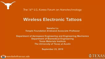 The 16 th U.S.-Korea Forum on Nanotechnology  nanshulu@utexas.edu Bioelectronics  Closing the