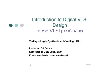 Introduction to Digital VLSI  Design VLSI     Verilog