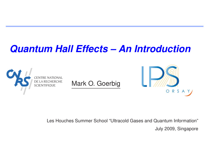 quantum hall effects an introduction