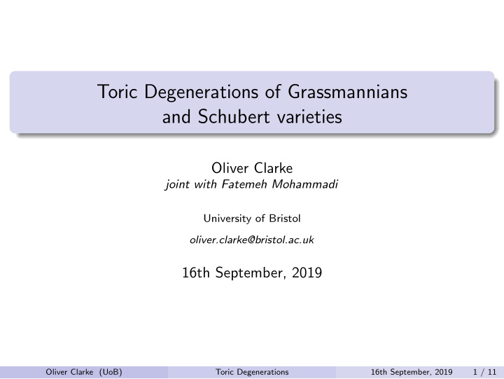 toric degenerations of grassmannians and schubert