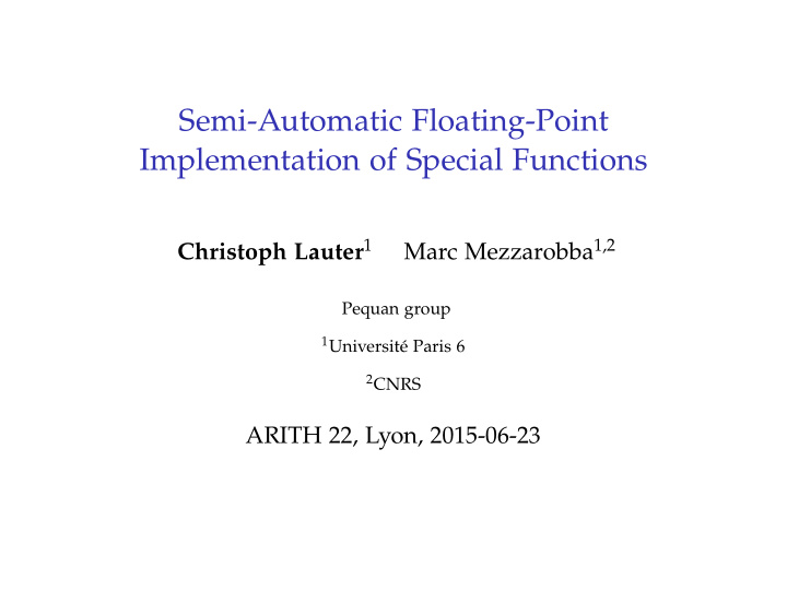 semi automatic floating point implementation of special