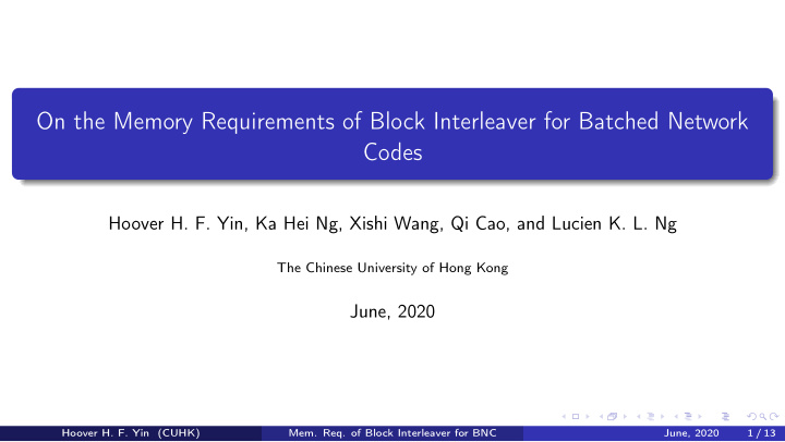 on the memory requirements of block interleaver for