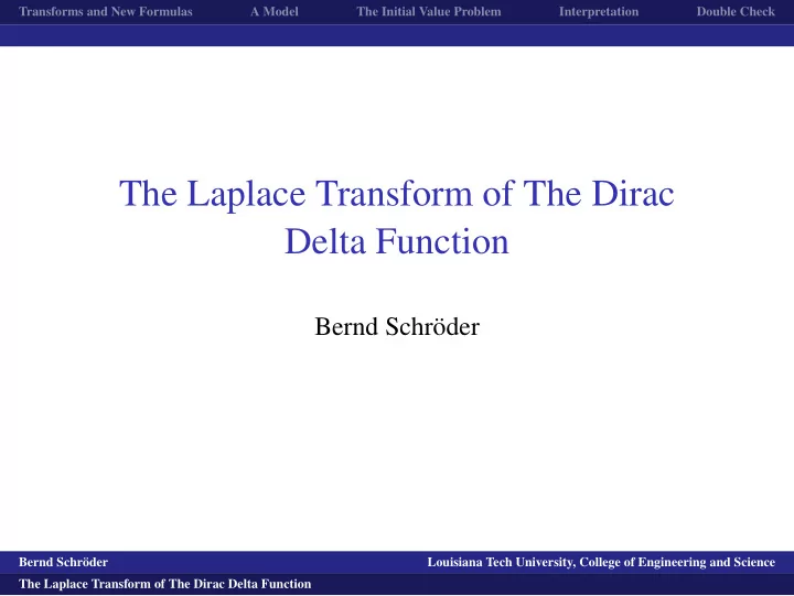 the laplace transform of the dirac delta function