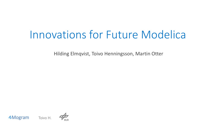 innovations for future modelica