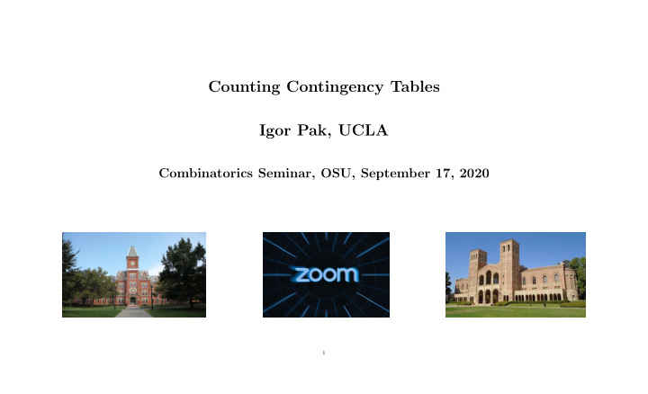 counting contingency tables igor pak ucla