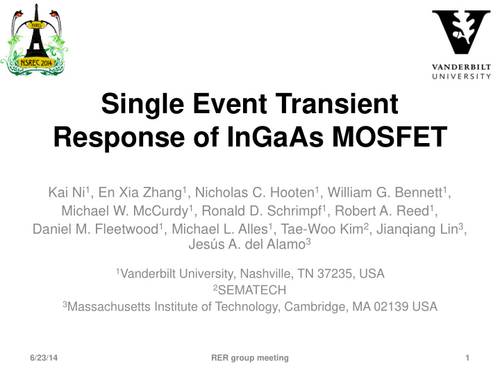 single event transient response of ingaas mosfet