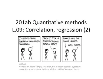 201ab Quantitative methods  L.09: Correlation, regression (2)  Alt-text:  Correlation doesn't imply