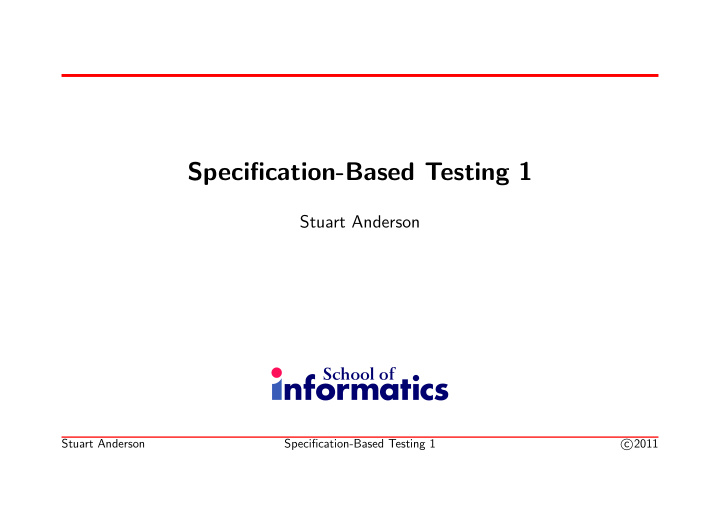 specification based testing 1