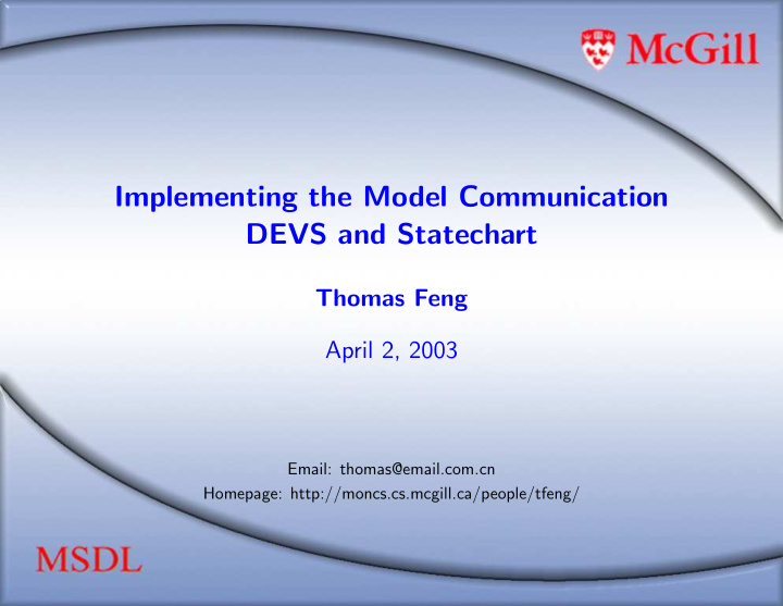 implementing the model communication devs and statechart