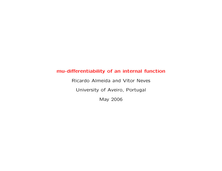 mu differentiability of an internal function ricardo