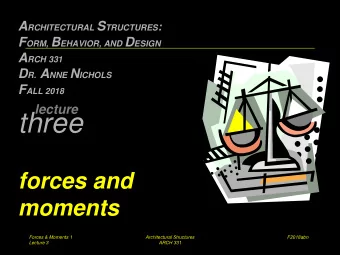 three  forces and  moments  Forces &amp; Moments 1  Architectural Structures  F2018abn  Lecture 3