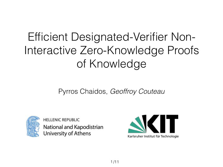 efficient designated verifier non interactive zero