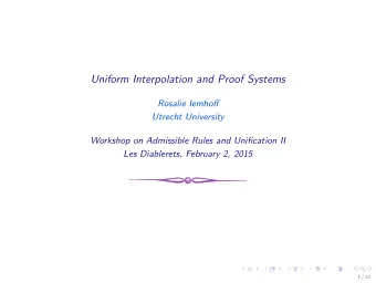 Uniform Interpolation and Proof Systems  Rosalie Iemhoff  Utrecht University  Workshop on
