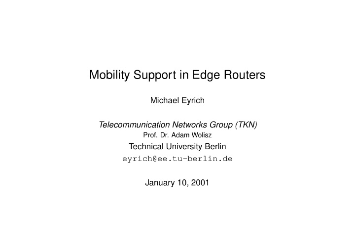 mobility support in edge routers