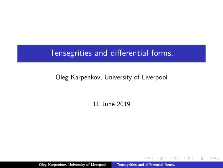 tensegrities and differential forms