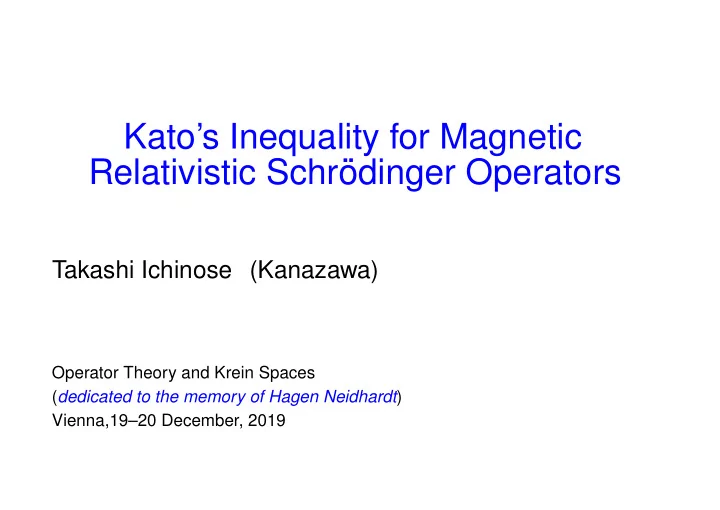 kato s inequality for magnetic relativistic schr odinger