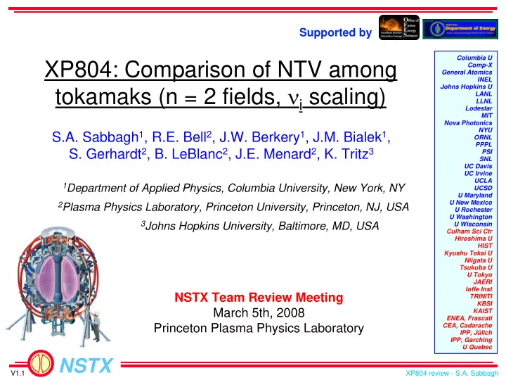 xp804 comparison of ntv among