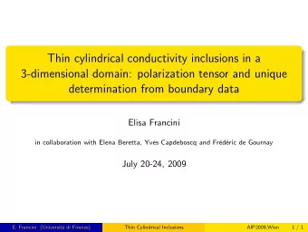 Thin cylindrical conductivity inclusions in a  3-dimensional domain: polarization tensor and unique