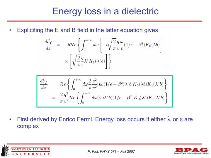 energy loss in a dielectric