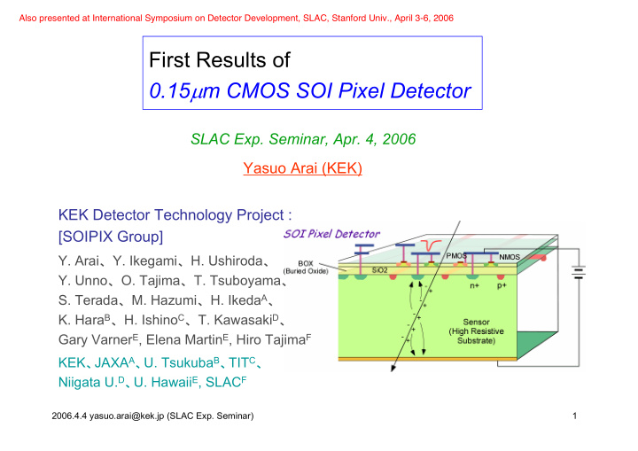 first results of 0 15 m cmos soi pixel detector