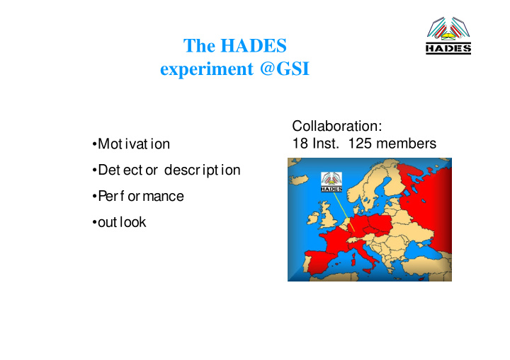 the hades experiment gsi