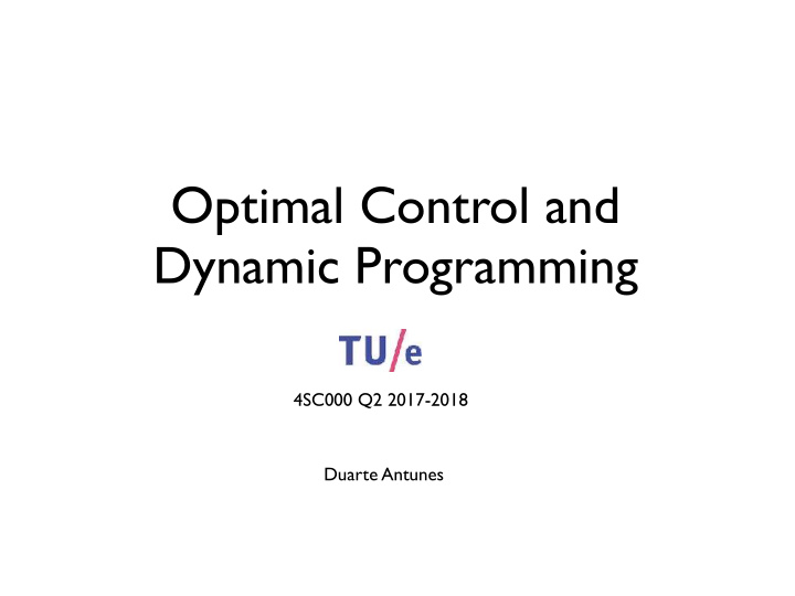 optimal control and dynamic programming