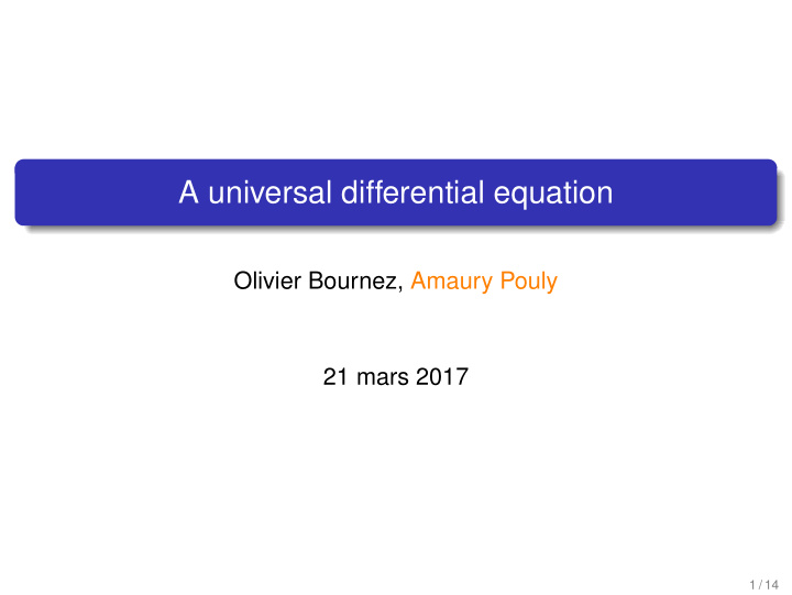 a universal differential equation