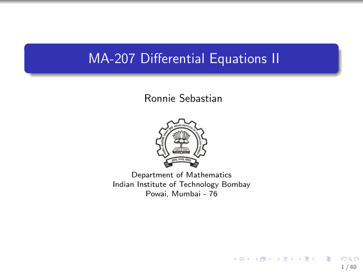 ma 207 differential equations ii