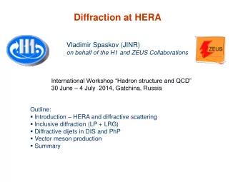 Diffraction at HERA  Vladimir Spaskov (JINR)  on behalf of the H1 and ZEUS Collaborations