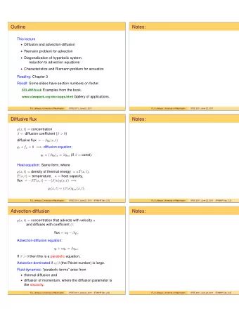 Outline  Notes:  This lecture  Diffusion and advection-diffusion  Riemann problem for