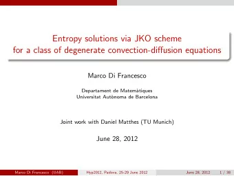 Entropy solutions via JKO scheme  for a class of degenerate convection-diffusion equations  Marco