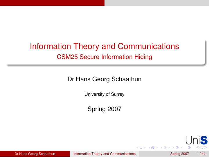 information theory and communications