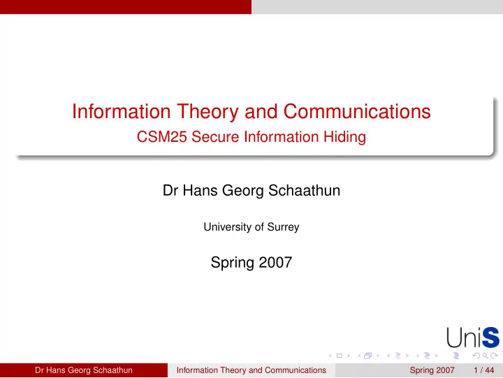 information theory and communications