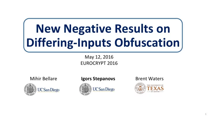differing inputs obfuscation