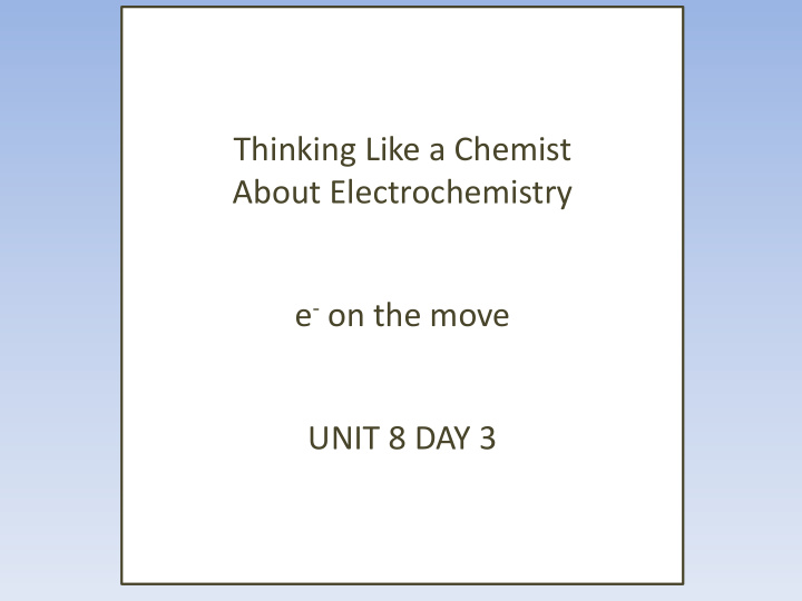 thinking like a chemist