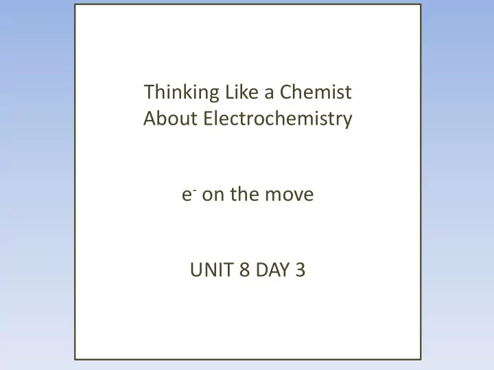 thinking like a chemist