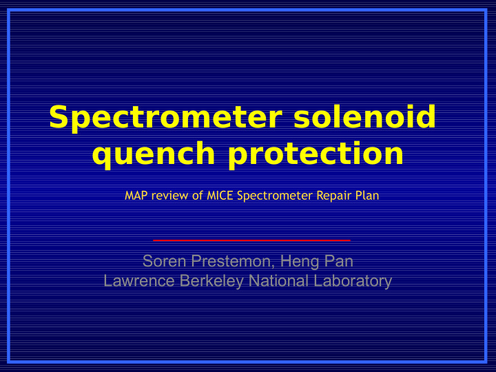 spectrometer solenoid quench protection