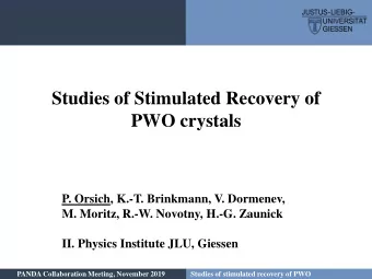 PWO crystals  P. Orsich, K.-T. Brinkmann, V. Dormenev,  M. Moritz, R.-W. Novotny, H.-G. Zaunick