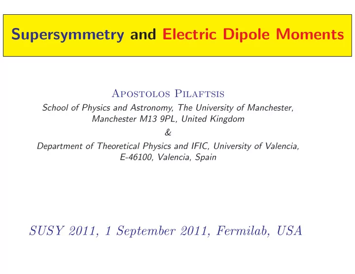 supersymmetry and electric dipole moments