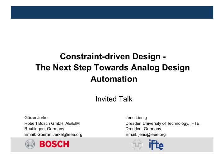 constraint driven design the next step towards analog