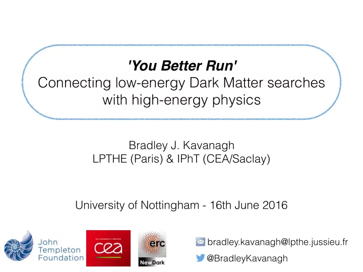 you better run connecting low energy dark matter searches