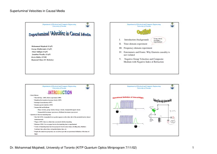 superluminal velocities in causal media