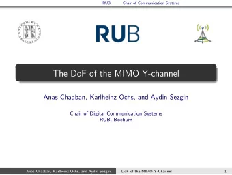 The DoF of the MIMO Y-channel  Anas Chaaban, Karlheinz Ochs, and Aydin Sezgin  Chair of Digital