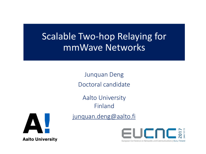 scalable two hop relaying for mmwave networks