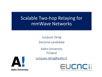 Scalable Two-hop Relaying for  mmWave Networks  Junquan Deng  Doctoral candidate  Aalto University