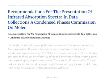 Recommendations For The Presentation Of  Infrared Absorption Spectra In Data  Collections A