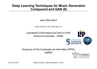 Deep Learning Techniques for Music Generation  Compound and GAN (6)  Jean-Pierre Briot